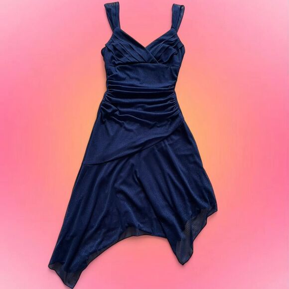 TRIXXI NAVY BLUE ASYMMETRICAL DRESS - Picture 1 of 5